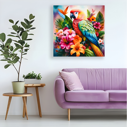 Parrot Print 4, Printed On Canvas, Vivid Colours, Art Prints, Box Canvas, Unique Images, A Gift To Last A Lifetime...