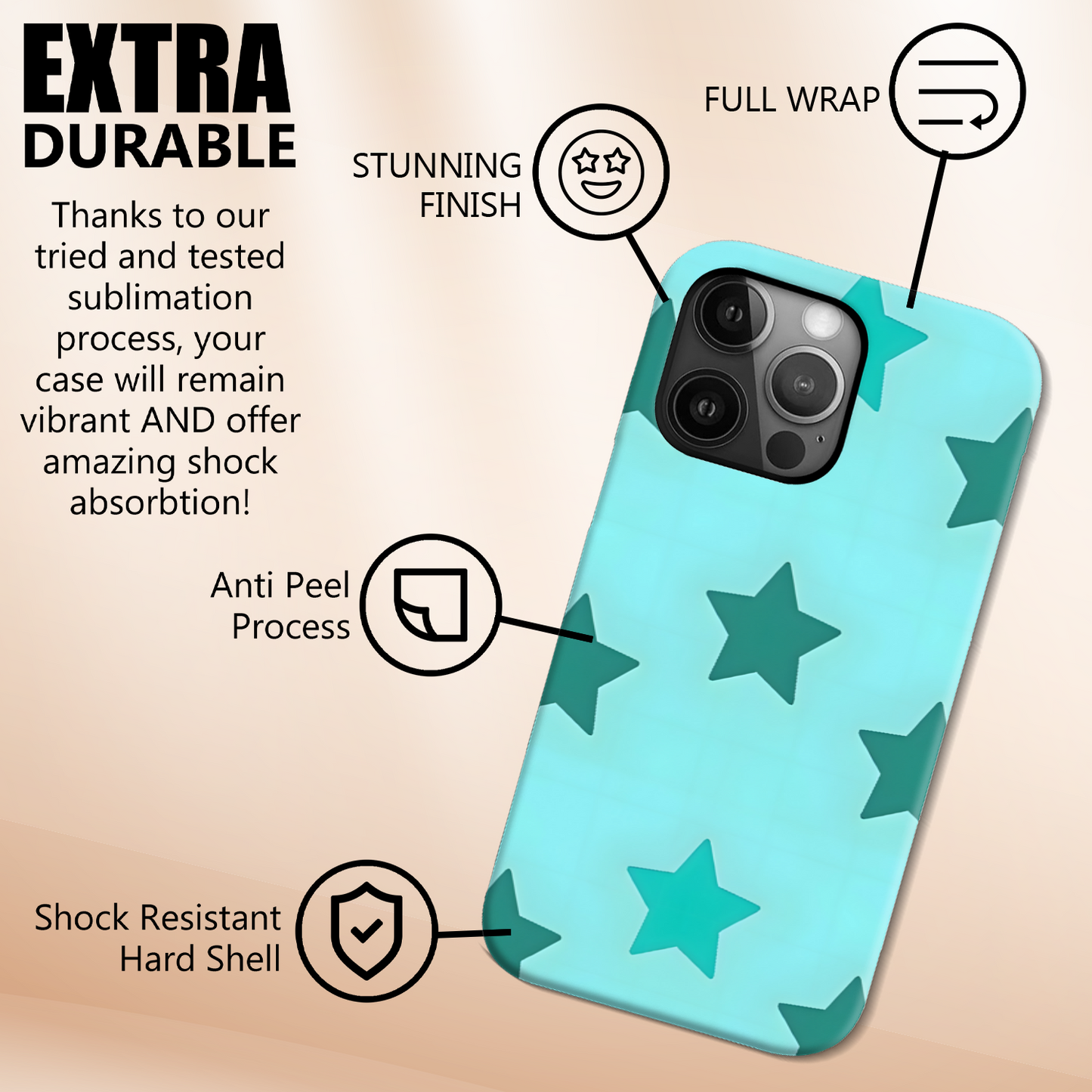 Stars 3, Slim iPhone-Samsung Cases, Full Wrap Technology, Crafted From Premium Polycarbonate, Vivid Colours, Unique Image...
