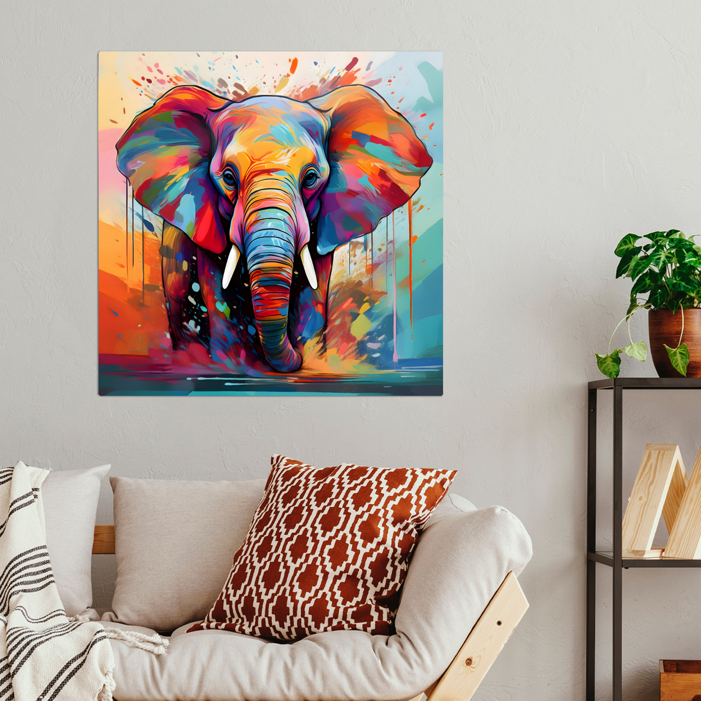 Abstract Elephant 4, Printed On High Gloss Aluminium To Enhance Colours And Detail, A Gift For A Lifetime...