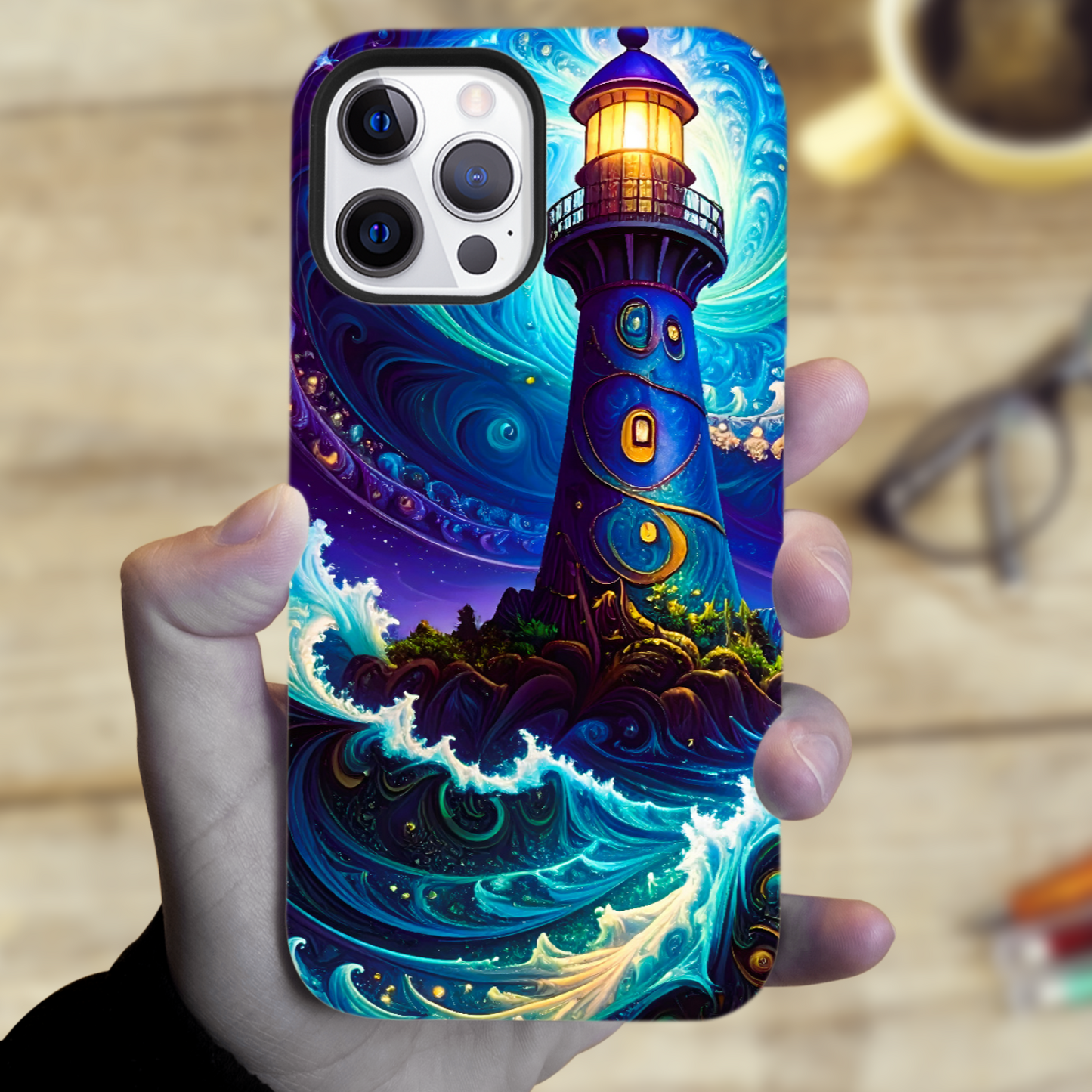 Fantasy Lighthouse 3, Tough Phone Case, Full Wrap Technology, Premium Polycarbonate, Unique Image...