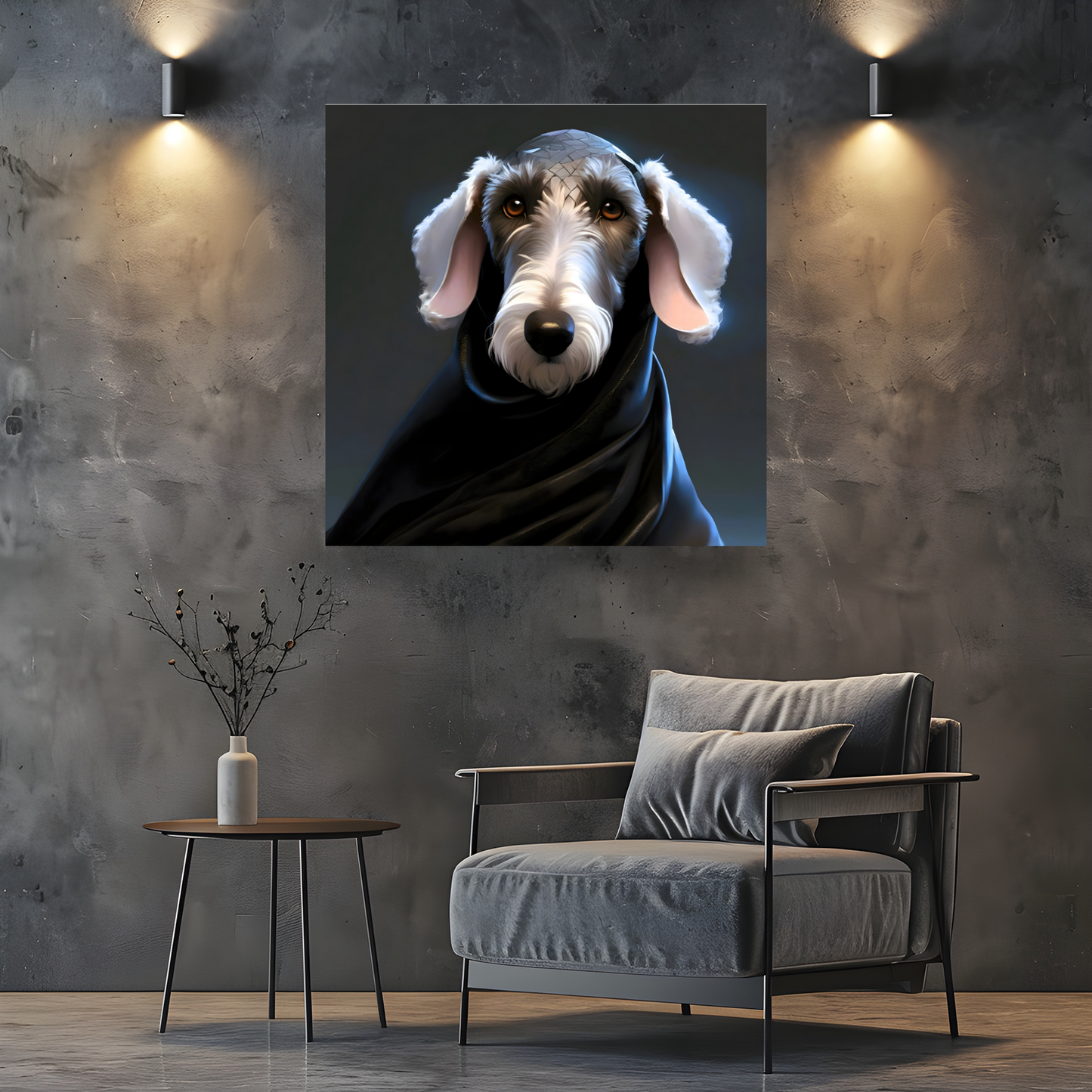 Bedlington,  Printed On High Quality Canvas, Vivid Colours, Box Canvas, Unique Images, A Gift To Last A Lifetime...