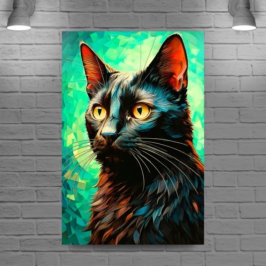 Black Cat 5, Printed On High Quality Canvas, Vivid Colours, Unique Images, A Gift To Last A Lifetime..