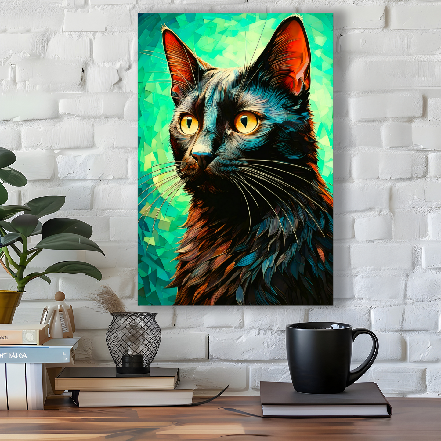 Black Cat 5, Printed On High Quality Canvas, Vivid Colours, Unique Images, A Gift To Last A Lifetime..