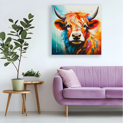 Highland Cow HC1, Printed On High Quality Canvas, Vibrant Colours, Unique Print, An Enduring Gift...