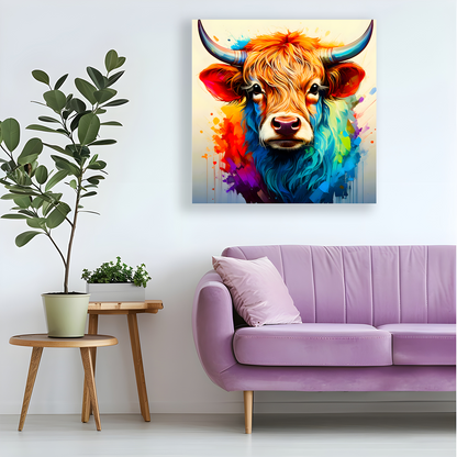 Highland Cow HC4, Printed On High Quality Canvas, Vibrant Colours, Unique Print, An Enduring Gift...
