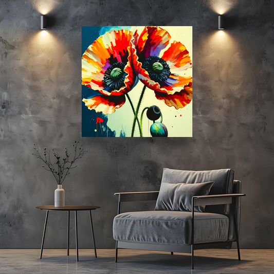 Red Poppy, Printed On High Quality Canvas, Vibrant Colours, Highly Detailed, Unique Print, An Enduring Gift...