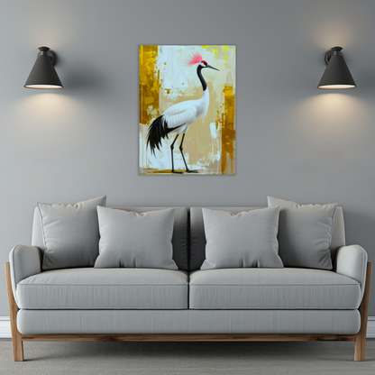 White Crane CM4, Printed on gloss aluminium to enhance colour and detail, unique print, an enduring gift...