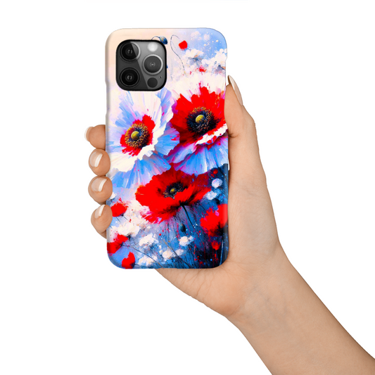 Red, White Poppy, MagSafe Tough iPhone Case, Full Wrap Technology, Crafted From Premium Polycarbonate, Unique Image...