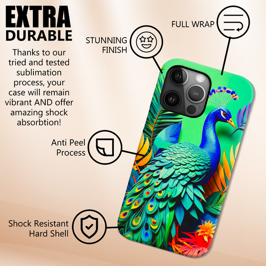 Peacock 3, Slim Phone Case, Full Wrap Technology, Crafted From Premium Polycarbonate, Unique Image...
