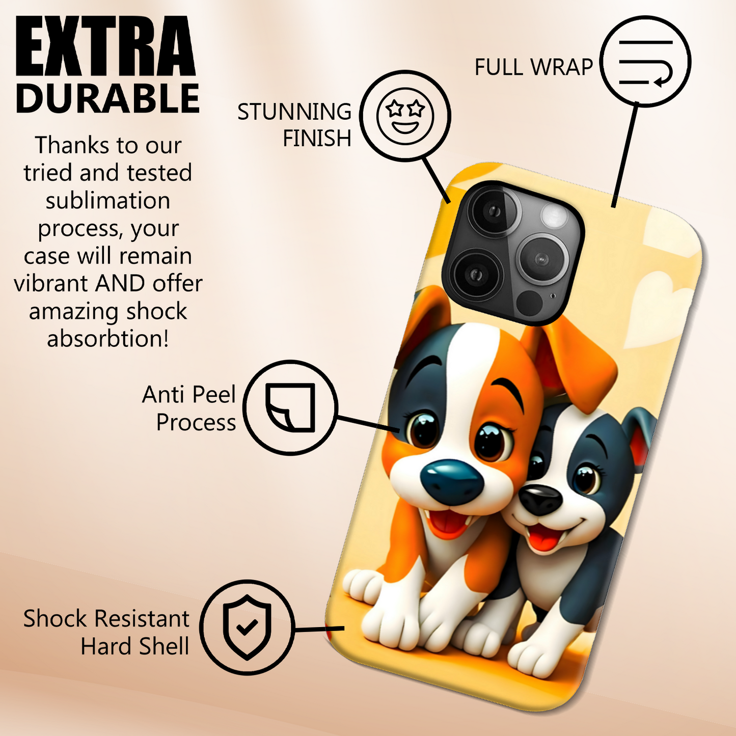 Puppies 1, Slim Phone Case, Full Wrap Technology, Crafted From Premium Polycarbonate, Unique Image...