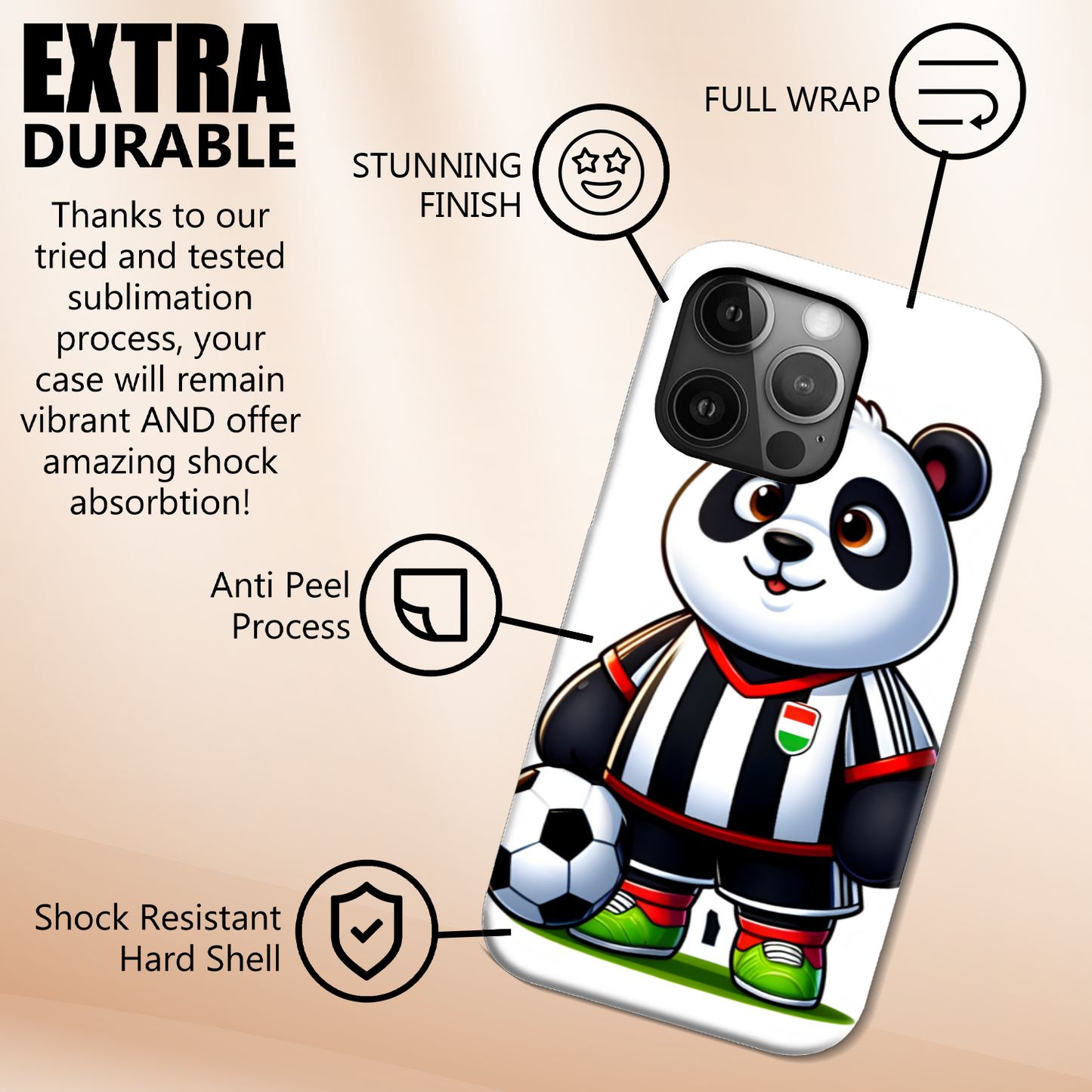 Footballing Panda 1, Slim Phone Case, Full Wrap Technology, Crafted From Premium Polycarbonate, Unique Image...