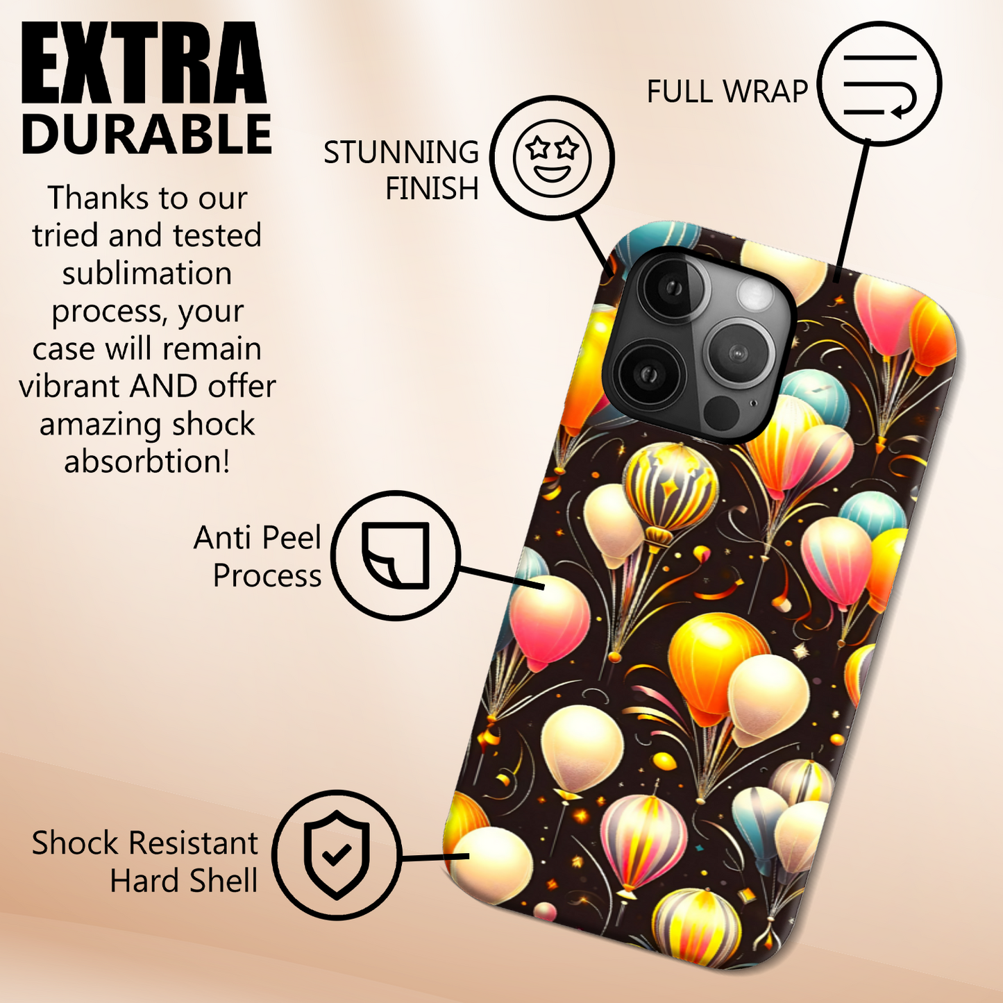 Balloons M4, Magsafe Tough iPhone Case, Full Wrap Technology, Crafted From Premium Polycarbonate, Unique Image...