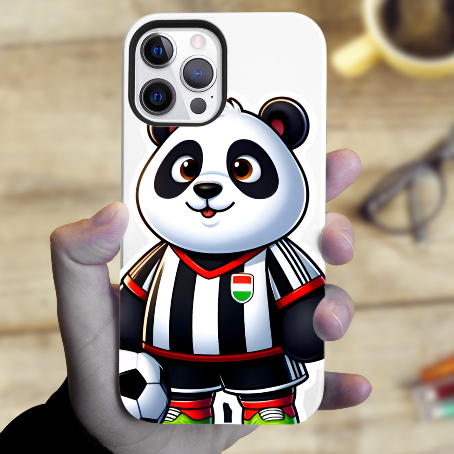 Footballing Panda 1, Magsafe Tough iPhone Case, Full Wrap Technology, Crafted From Premium Polycarbonate, Unique Image...