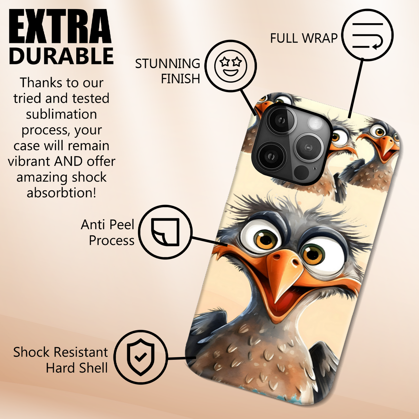 Funky Birds B2, Magsafe Tough iPhone Case, Full Wrap Technology, Crafted From Premium Polycarbonate, Unique Image...