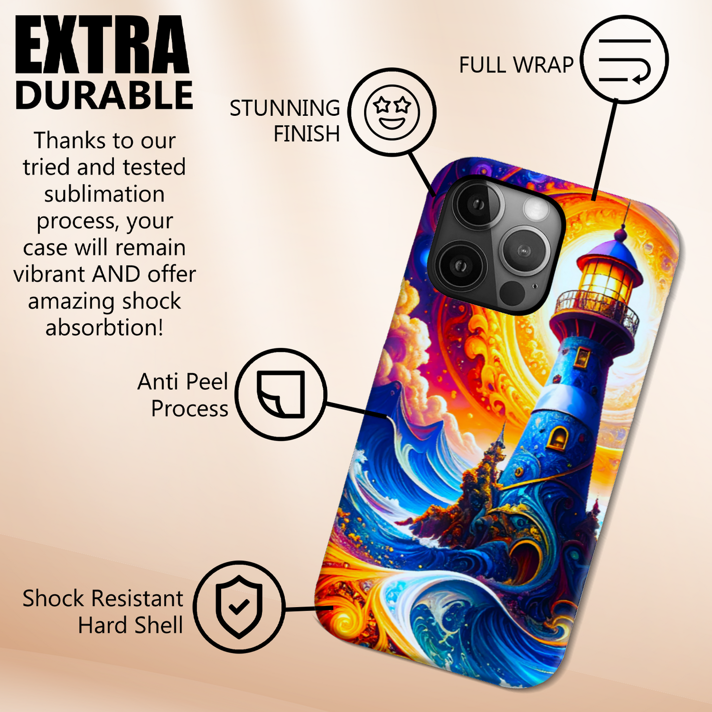 Fantasy Lighthouse 2, Slim HD Cases, Full Wrap Technology, Crafted From Premium Polycarbonate, Vivid Colours, Unique Image..