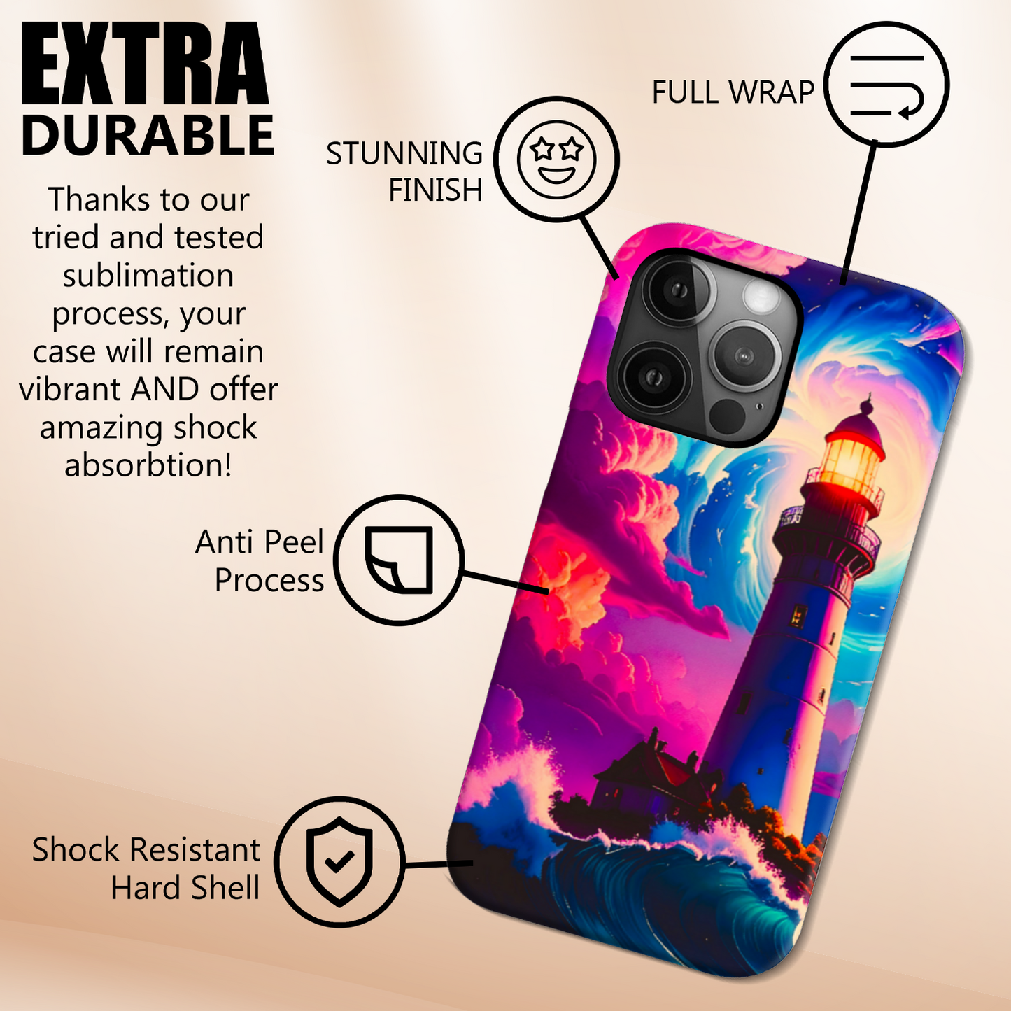 Fantasy Lighthouse 4, Slim HD Cases, Full Wrap Technology, Crafted From Premium Polycarbonate, Vivid Colours, Unique Image..