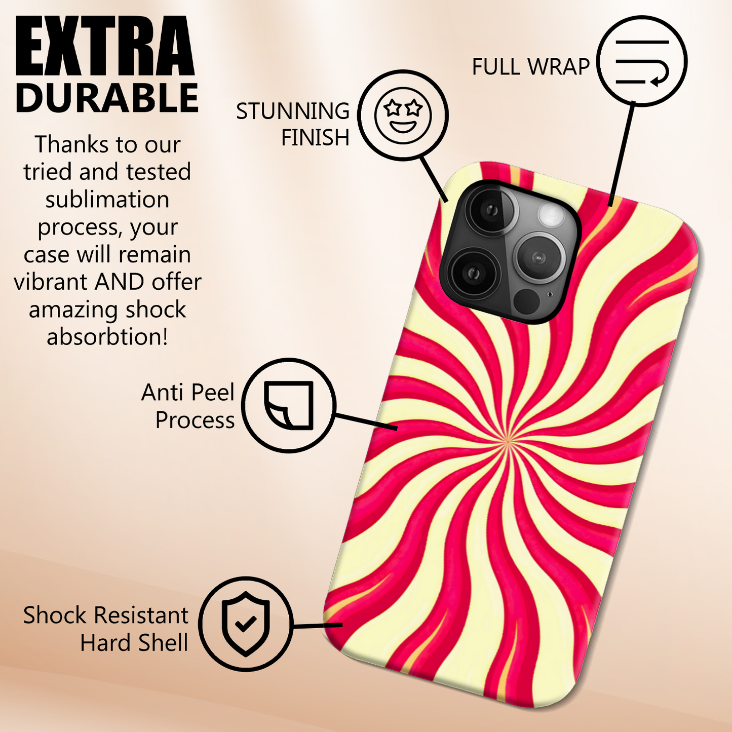 Red Swirls, Slim HD Case, Full Wrap Technology, Crafted From Premium Polycarbonate, Vivid Colours, Unique Image...