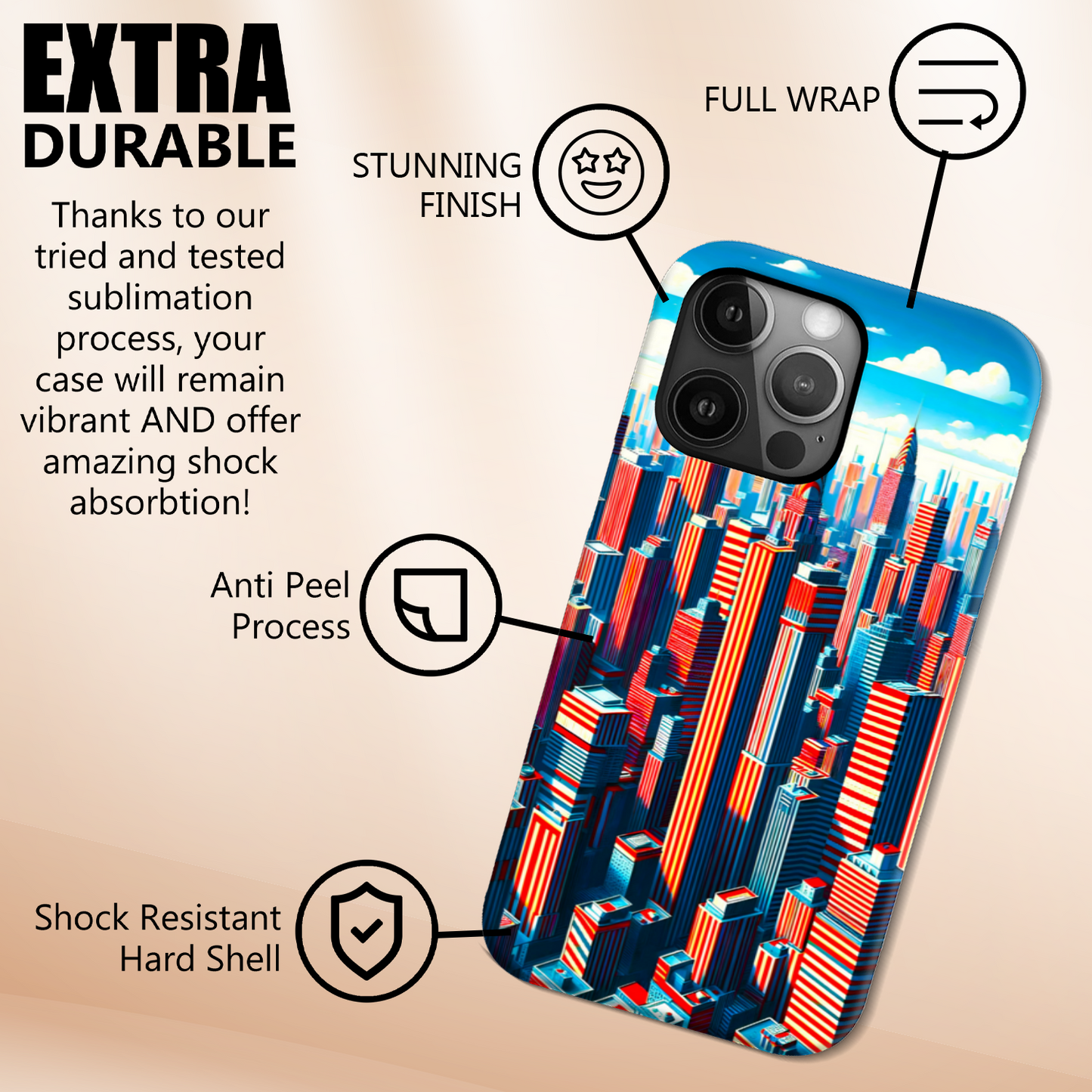 Sky Towers, Slim HD Case, Full Wrap Technology, Crafted From Premium Polycarbonate, Vivid Colours, Unique Image...