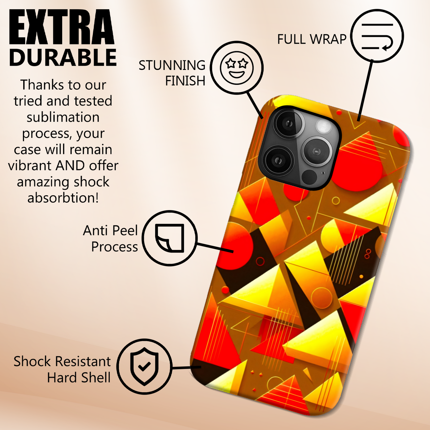 Abstract Pyramids 1, Slim HD Case, Full Wrap Technology, Crafted From Premium Polycarbonate, Unique Image...