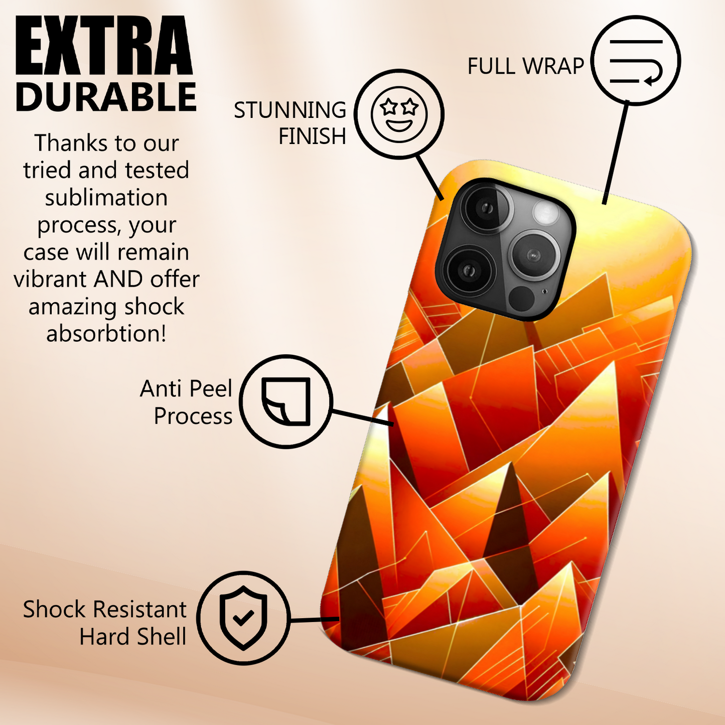 Abstract Pyramids 2, Slim HD Case, Full Wrap Technology, Crafted From Premium Polycarbonate, Unique Image...