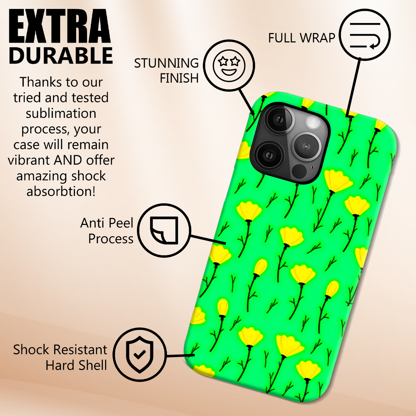 Field Of Gold, Slim HD Case, Full Wrap Technology, Crafted From Premium Polycarbonate, Unique Image...