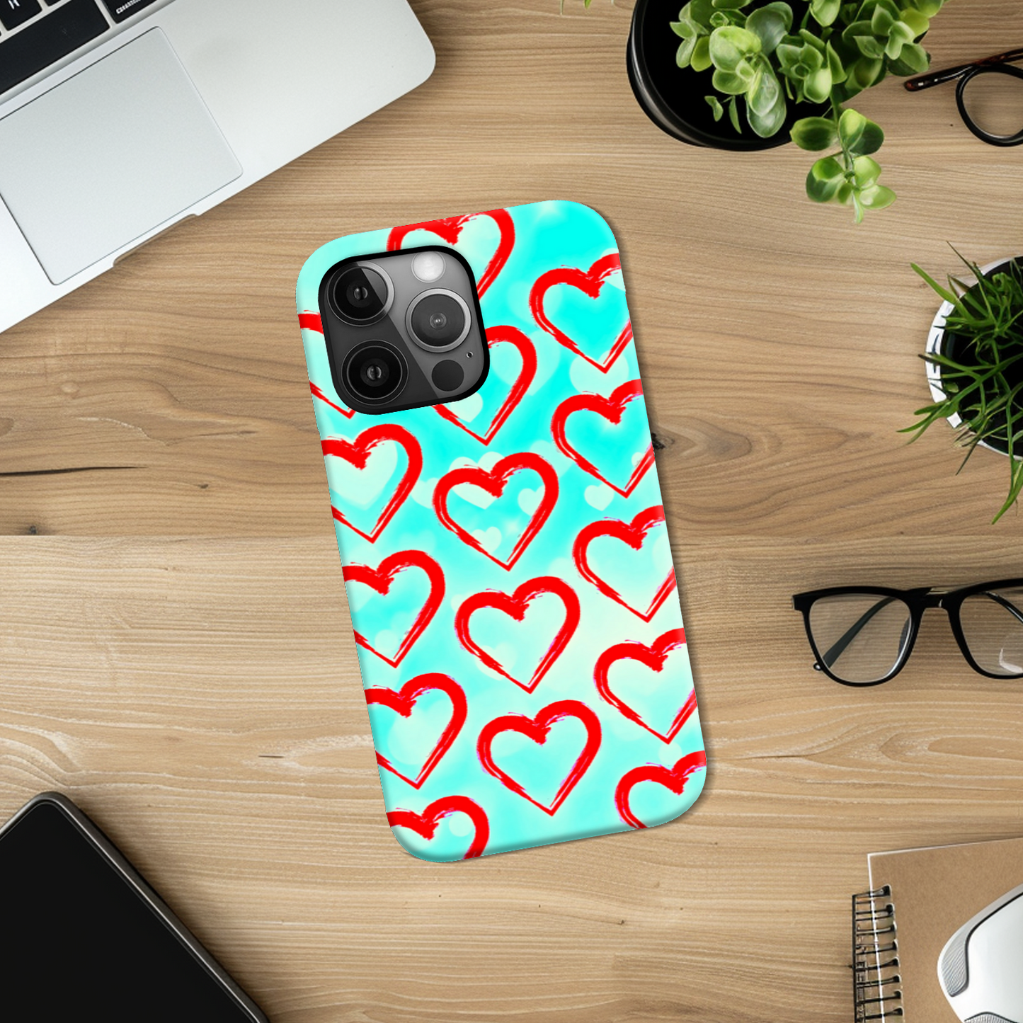 Red Hearts, Slim HD Case, Full Wrap Technology, Crafted From Premium Polycarbonate, Unique Image...
