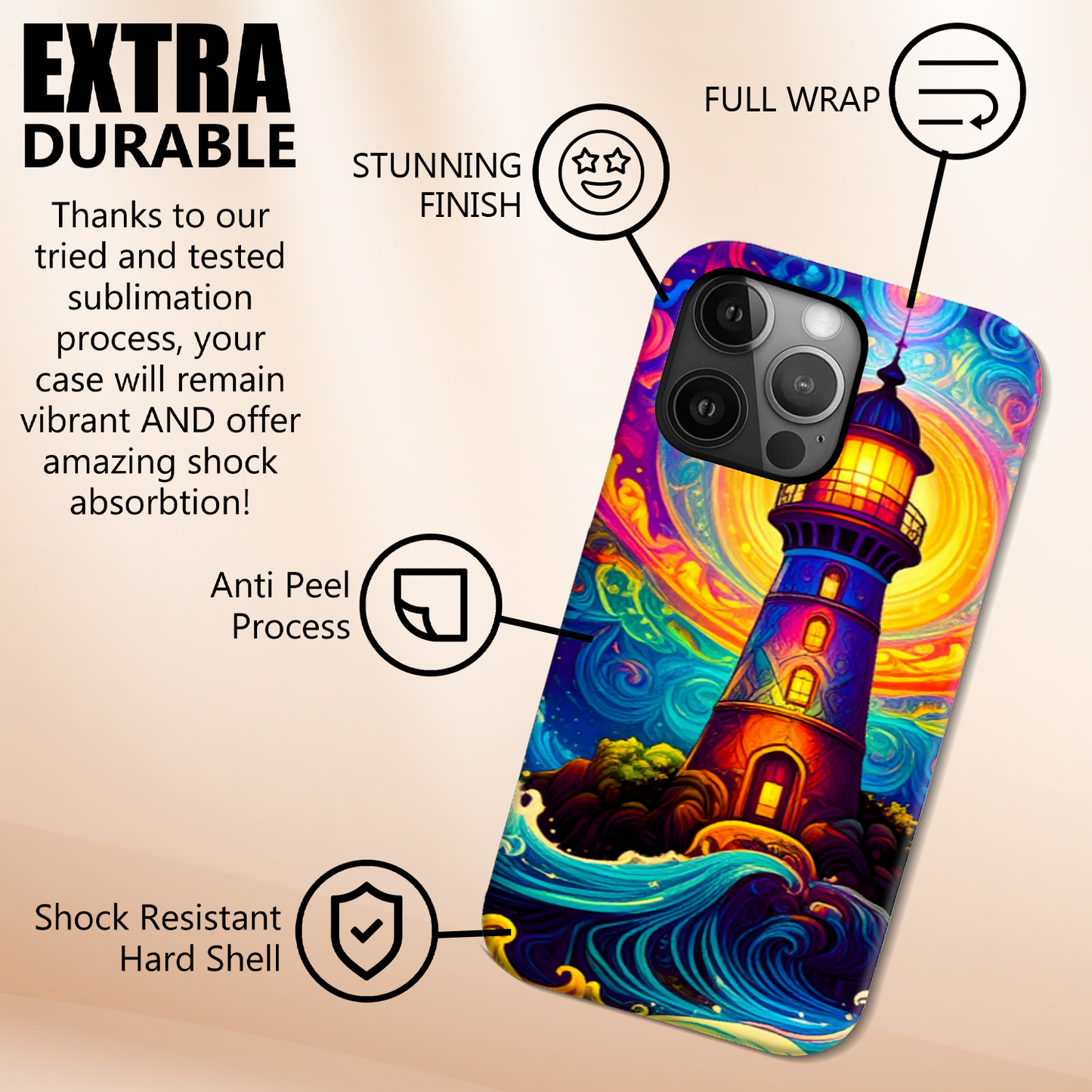 Fantasy Lighthouse M1, Magsafe Tough Phone Case, Full Wrap Technology, Crafted From Premium Polycarbonate, Unique Image...