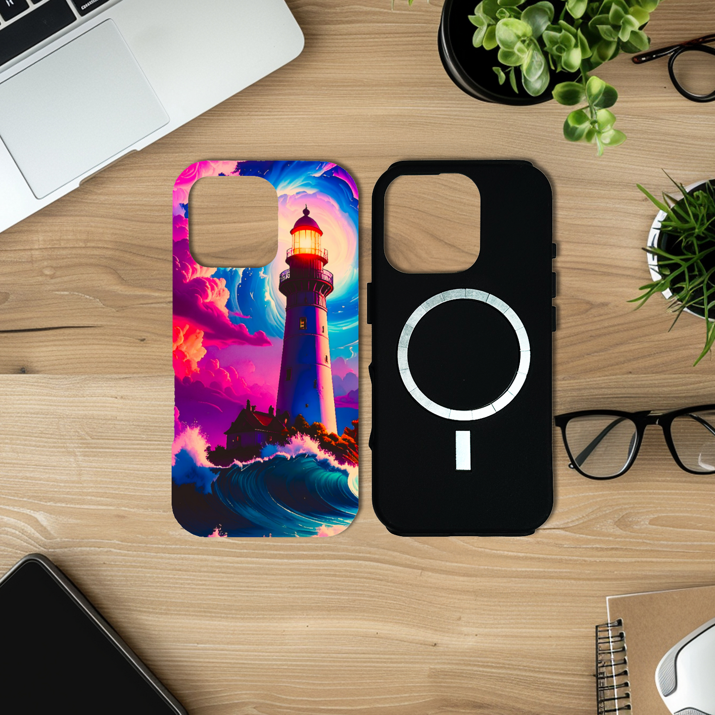 Fantasy Lighthouse M4, Magsafe Tough Phone Case, Full Wrap Technology, Crafted From Premium Polycarbonate, Unique Image...