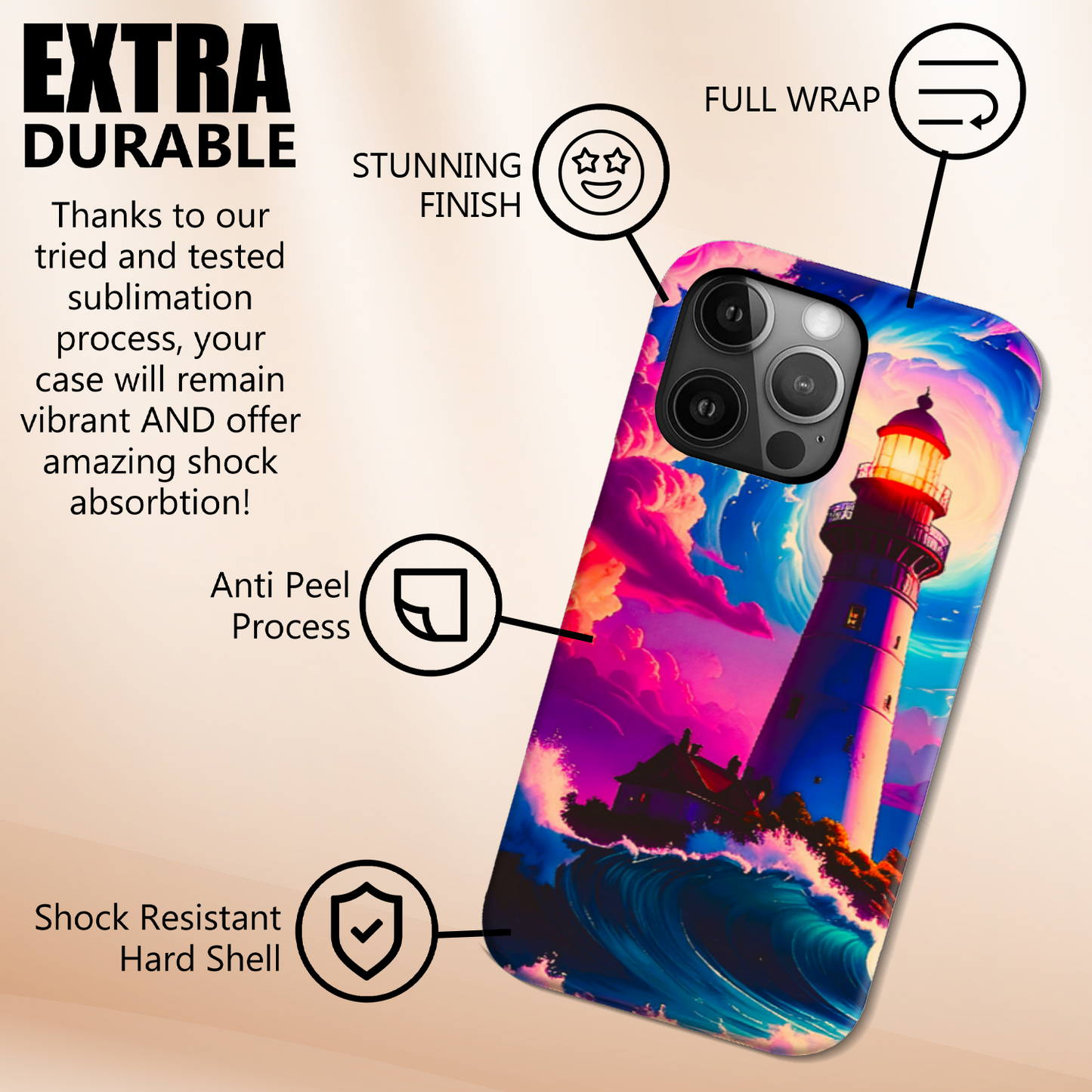 Fantasy Lighthouse M4, Magsafe Tough Phone Case, Full Wrap Technology, Crafted From Premium Polycarbonate, Unique Image...