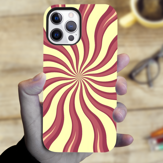 Red Swirls, Magsafe Tough Phone Case, Full Wrap Technology, Crafted From Premium Polycarbonate, Unique Image...