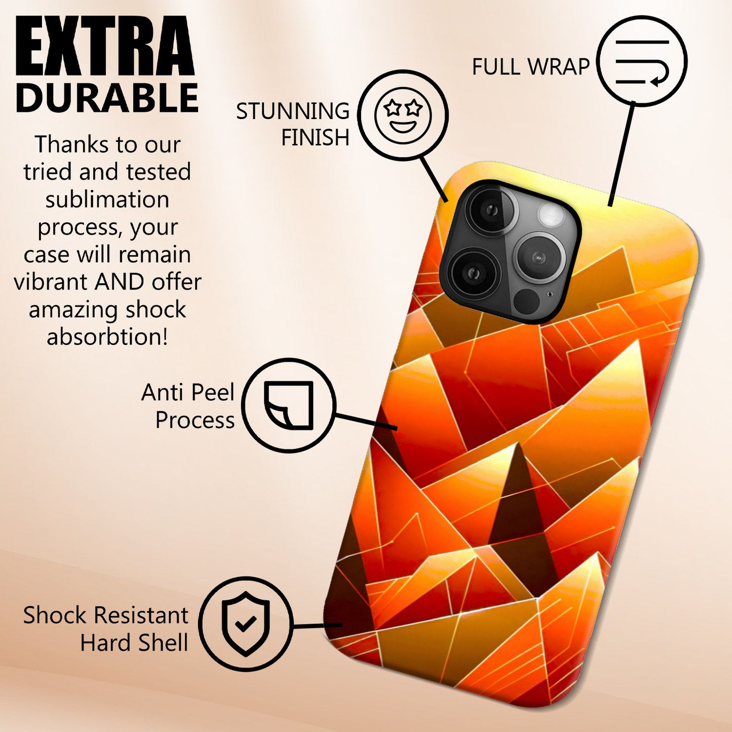 Abstract Pyramids M2, Magsafe Tough Phone Case, Full Wrap Technology, Crafted From Premium Polycarbonate, Unique Image...