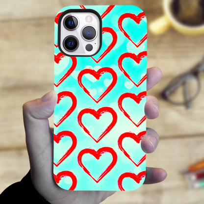 Red Hearts M1, Magsafe Tough Phone Case, Full Wrap Technology, Crafted From Premium Polycarbonate, Unique Image...