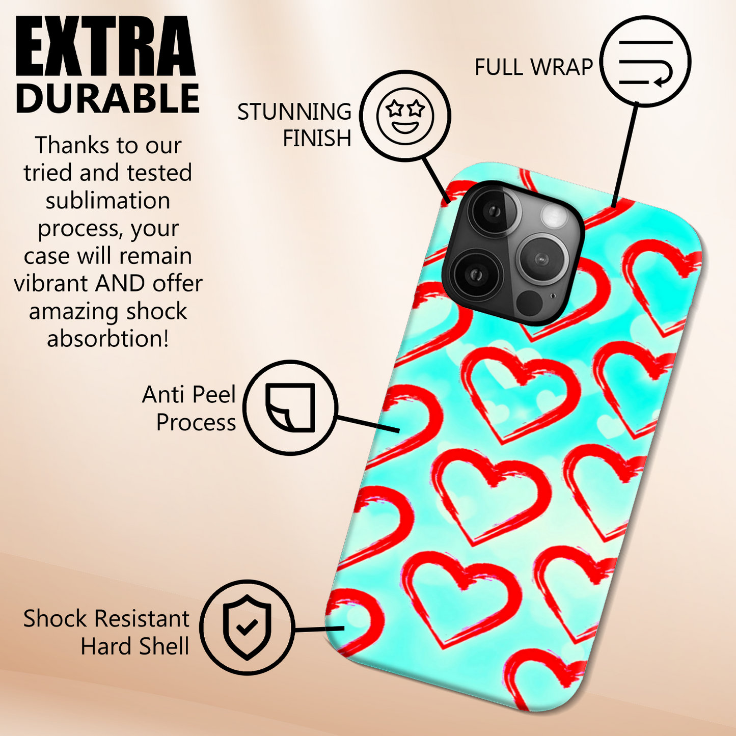 Red Hearts M1, Magsafe Tough Phone Case, Full Wrap Technology, Crafted From Premium Polycarbonate, Unique Image...