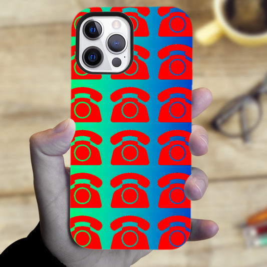 Red Rotary Phone, Magsafe Tough Phone Case, Full Wrap Technology, Crafted From Premium Polycarbonate, Unique Image...
