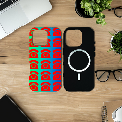Red Rotary Phone, Magsafe Tough Phone Case, Full Wrap Technology, Crafted From Premium Polycarbonate, Unique Image...