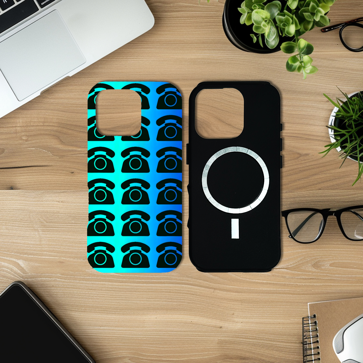 Black Rotary Phone, Magsafe Tough Phone Case, Full Wrap Technology, Crafted From Premium Polycarbonate, Unique Image...