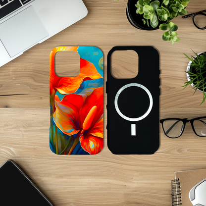 Orange Anthurium, Magsafe Tough Phone Case, Full Wrap Technology, Crafted From Premium Polycarbonate, Unique Image...