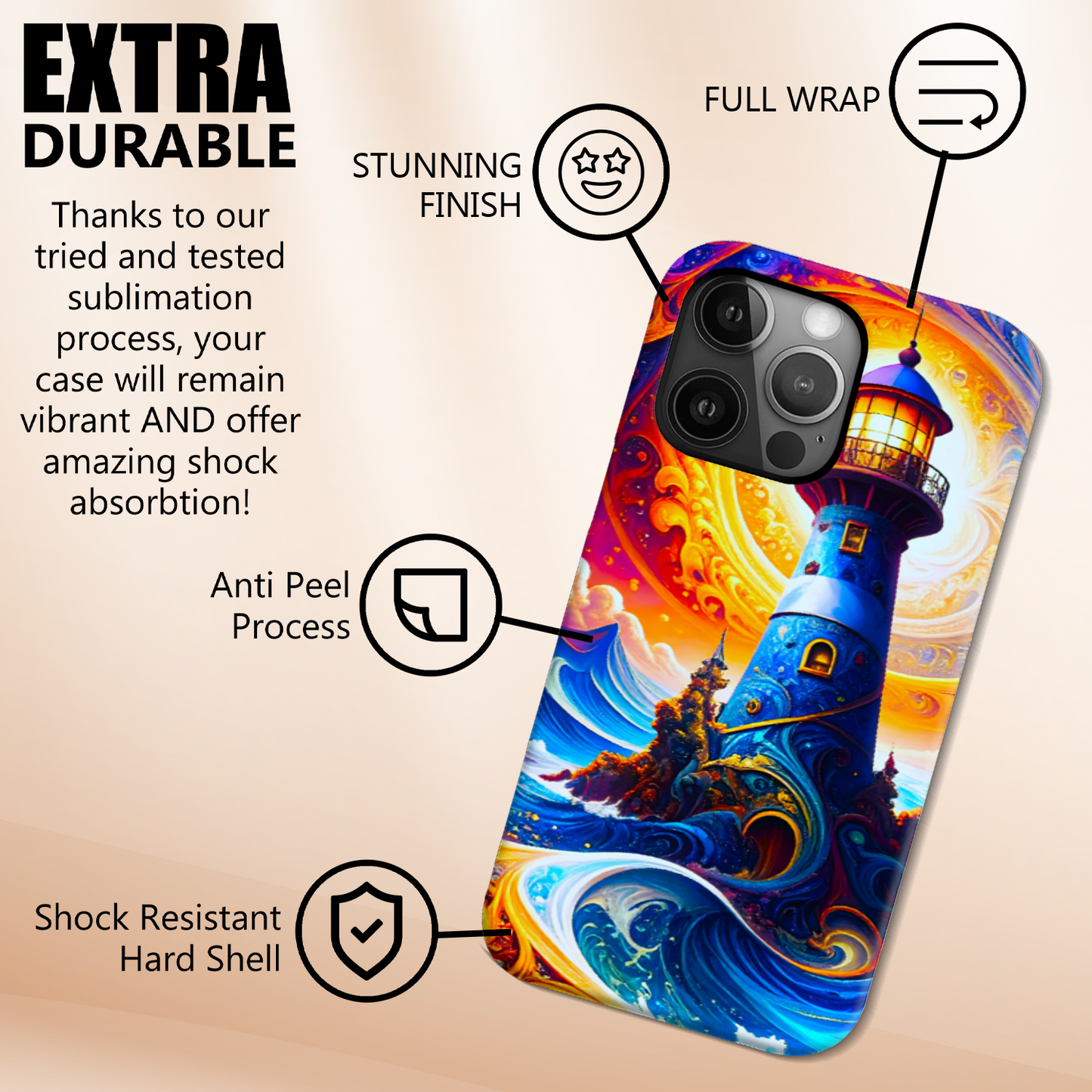 Fantasy Lighthouse TP2, Tough Phone Case, Full Wrap Technology, Crafted From Premium Polycarbonate, Unique Image...