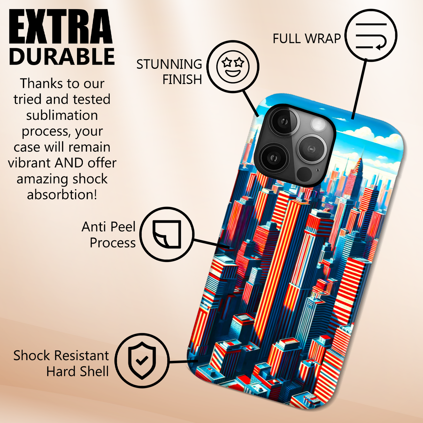 Sky Towers, Tough Phone Case, Full Wrap Technology, Crafted From Premium Polycarbonate, Unique Image...