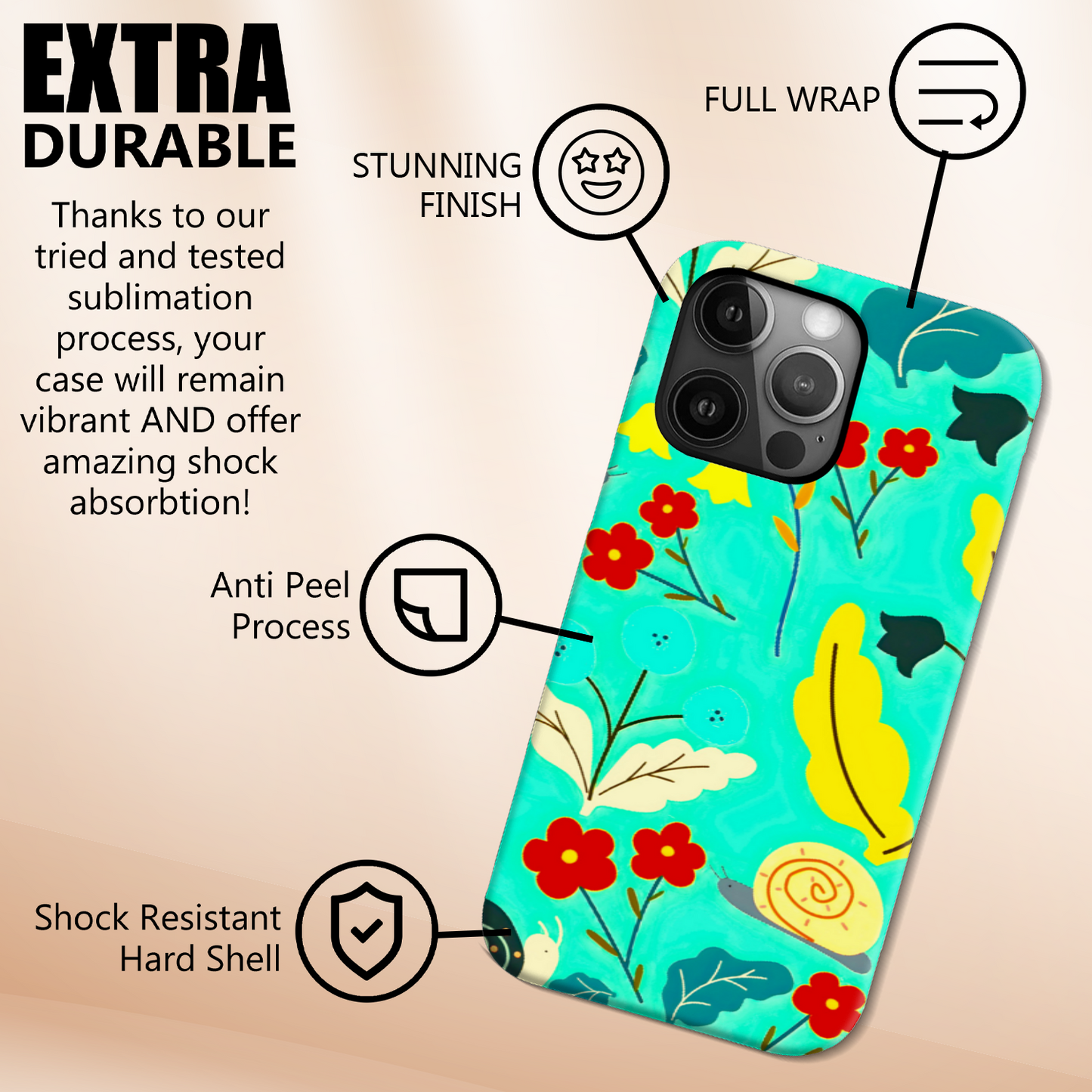 Field Of Flowers, Tough Phone Case, Full Wrap Technology, Crafted From Premium Polycarbonate, Unique Image...