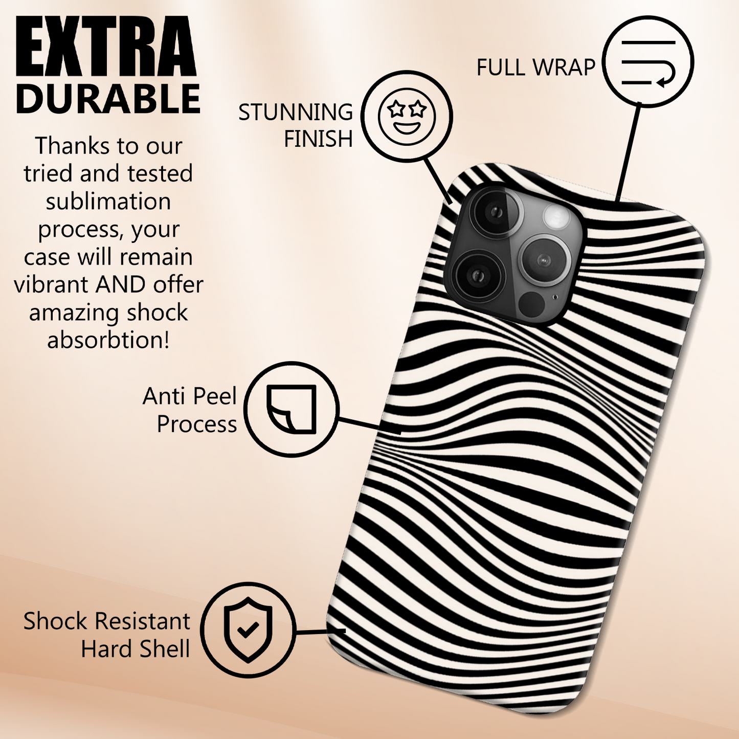 Zebra Print TP1, Tough Phone Case, Full Wrap Technology, Crafted From Premium Polycarbonate, Unique Image...