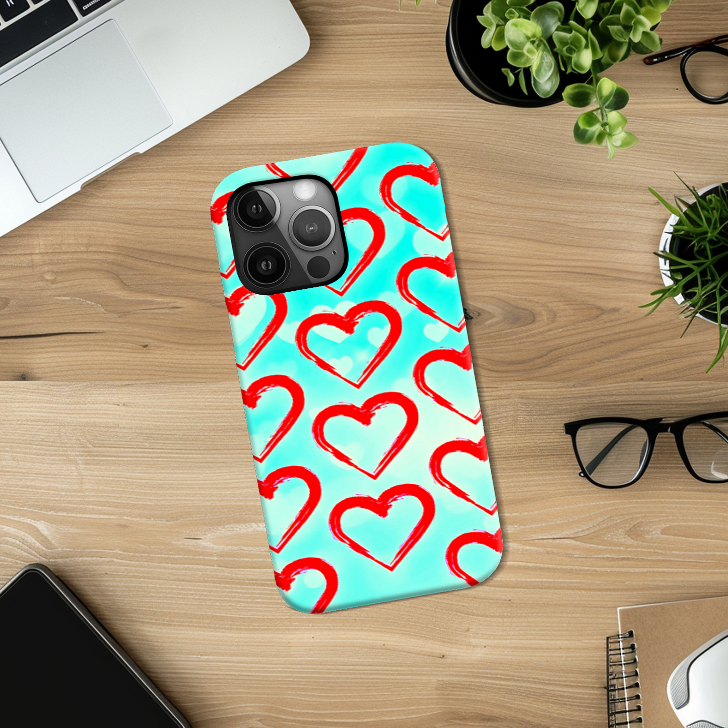 Red Hearts, Tough Phone Case, Full Wrap Technology, Crafted From Premium Polycarbonate, Great Gift Idea...