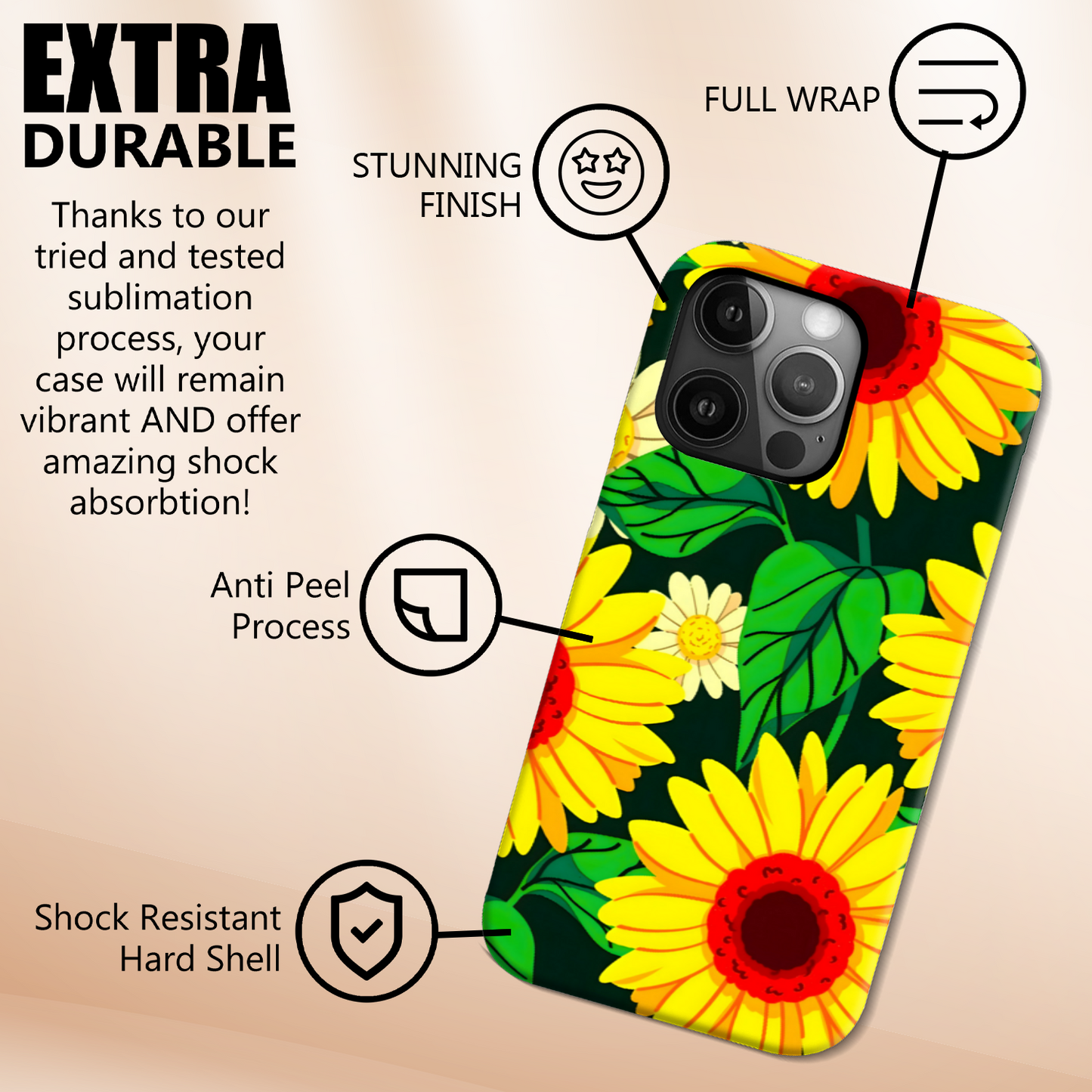 Yellow Flowers, Slim iPhone-Samsung Cases, Full Wrap Technology, Crafted From Premium Polycarbonate, Unique Image...