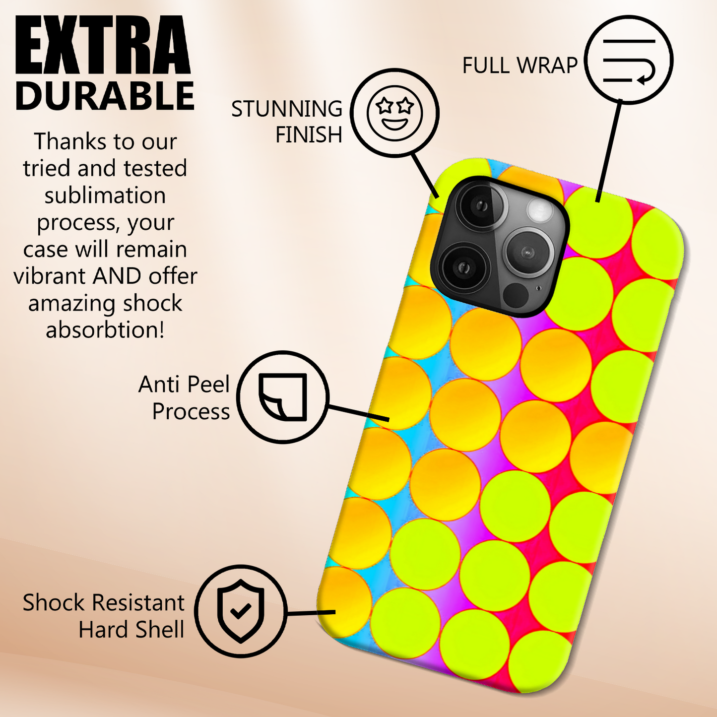 Yellow Dots, Slim HD Case, Full Wrap Technology, Crafted From Premium Polycarbonate, Unique Image...